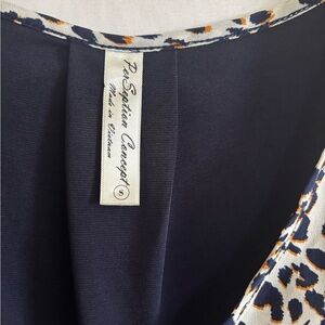 PerSeption Concept Navy and Leopard Print Top